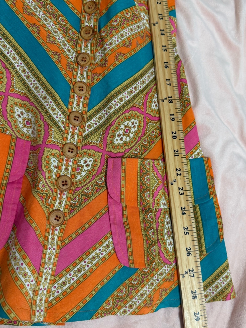 Vintage Nanette Lepore Shift Tunic Mini Dress Neon Pink Orange 2 XS Boho Mod - Picture 8 of 12